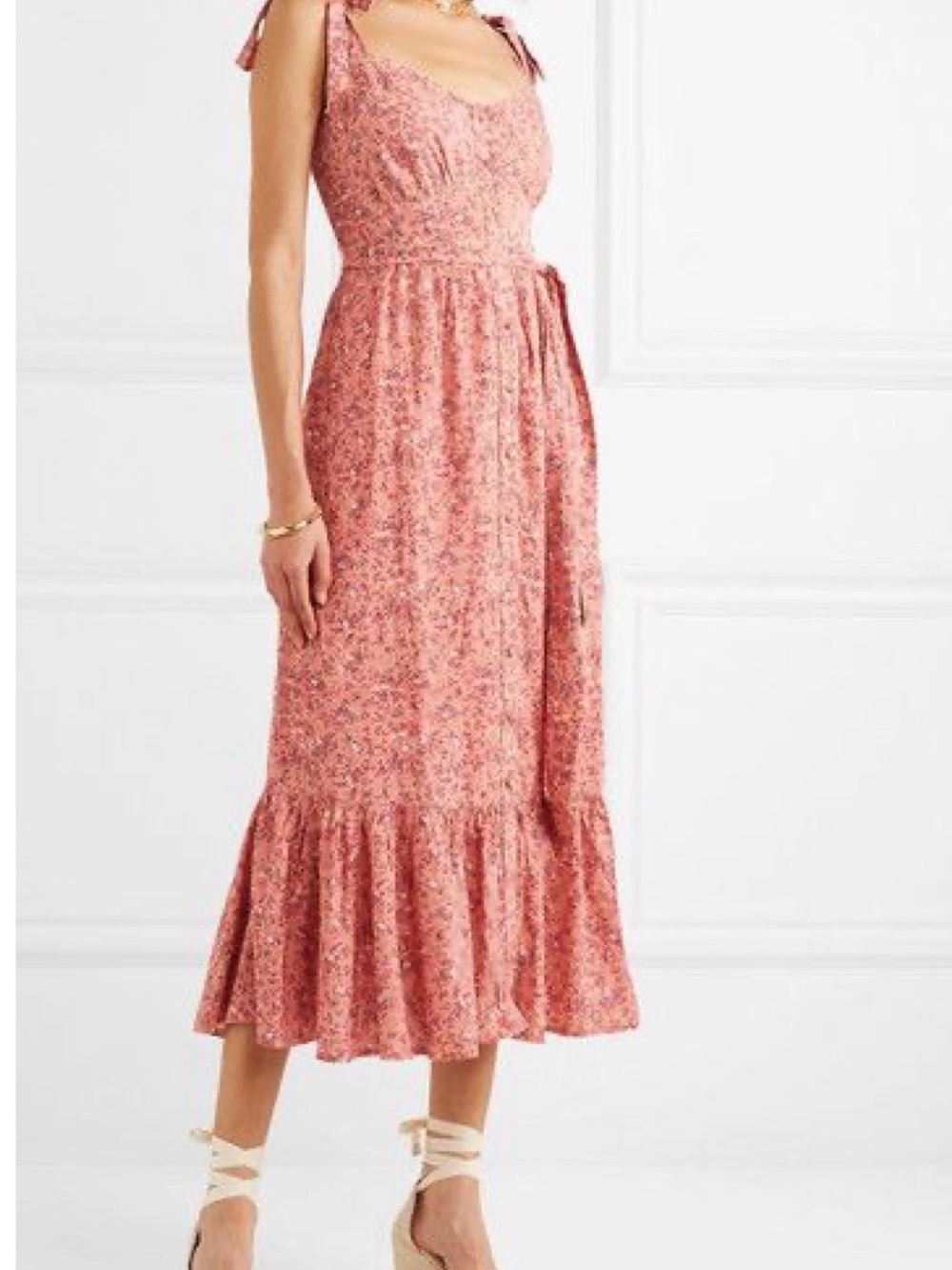 J Crew New without tags Sz 14 Tie-Shoulder Floral Midi Dress in Dusty Rose